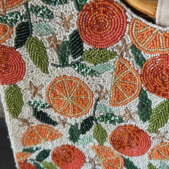 Beaded Citrus Pattern Tote Bag - Picture 2 of 11